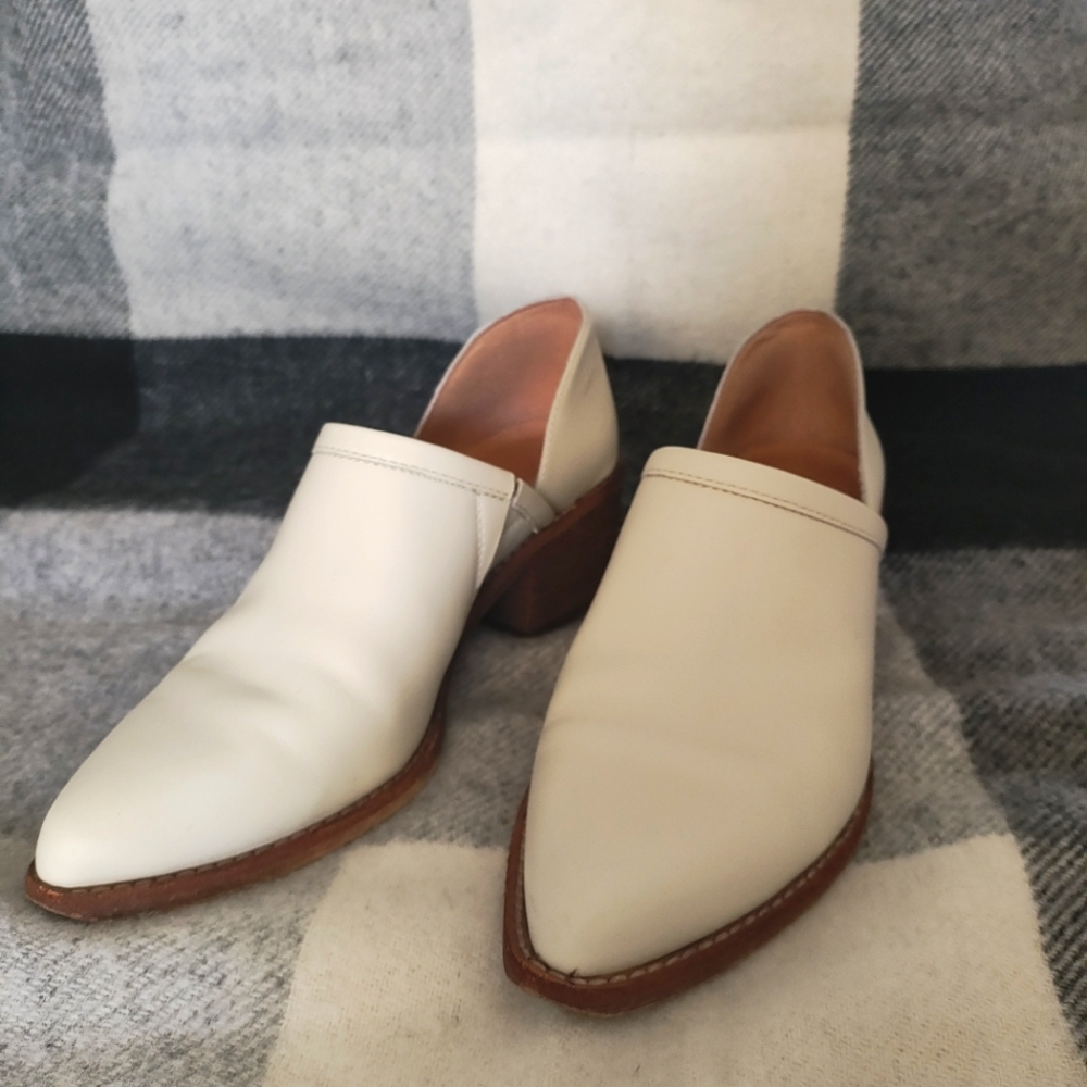 Madewell White Leather Mules